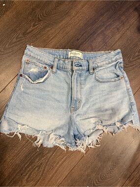 Abercrombie & Fitch Light Blue Distressed Frayed Hem Denim Shorts